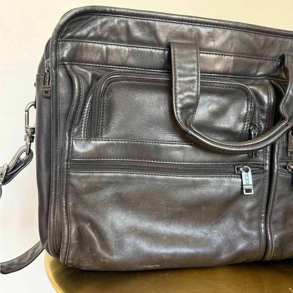 TUMI Black Leather Briefcase